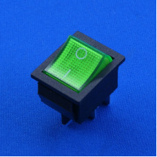 Кнопка переключатель одинарный (KN002-2) / 4 контакта 15A 250V, зеленый